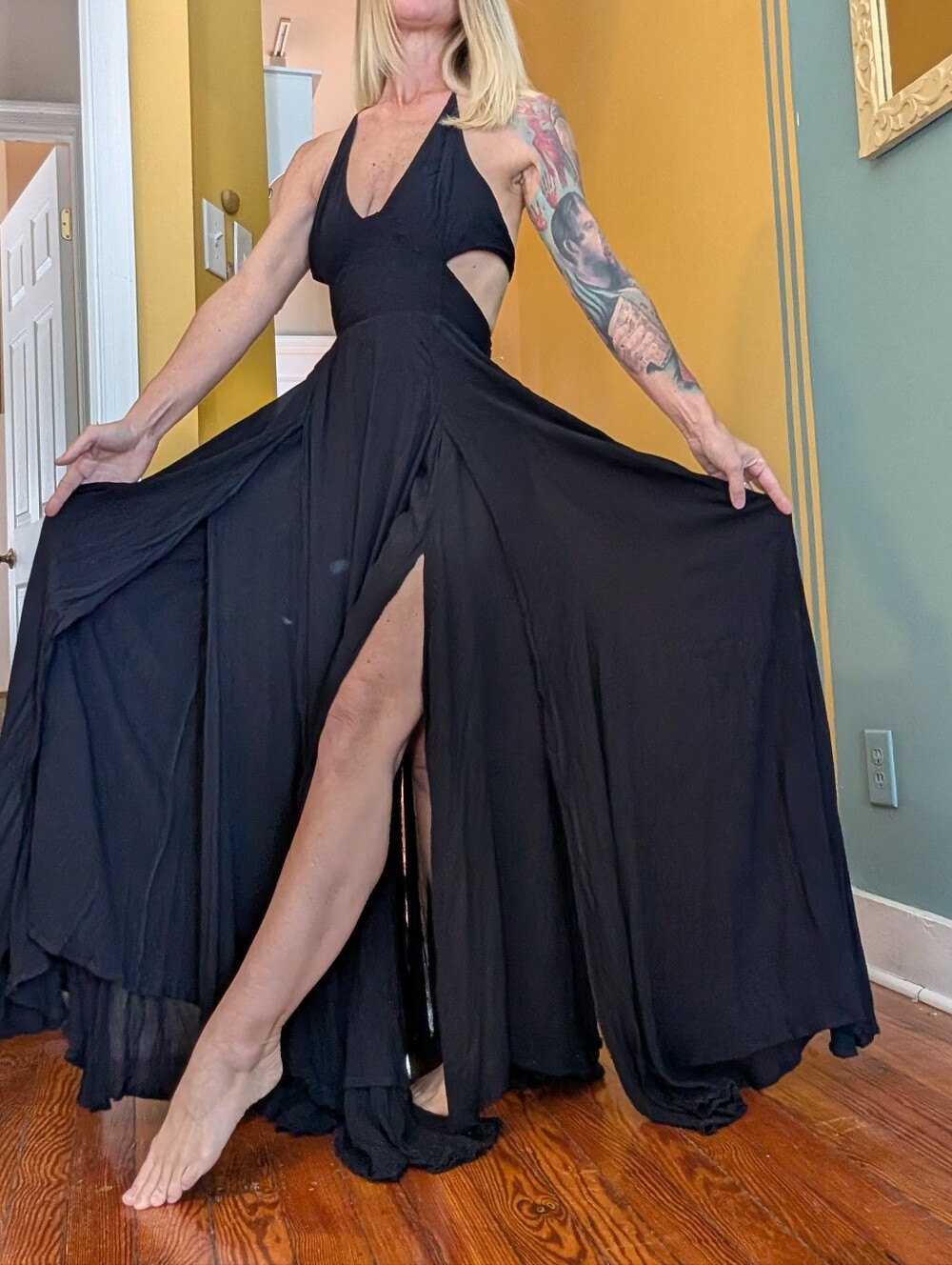 Free People Endless Summer Lillie Maxi Dress Black M Beach Backless Boho